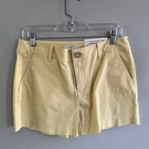 LOFT NWT, Monroe Chino Shorts, Yellow iris, 4-Inch Seam; Size 6